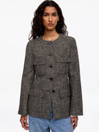 Wool-Cotton Blend Utility Jacket - Brown - Image 5