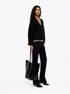Cashmere V-Neck Cardigan - Black - Image 3