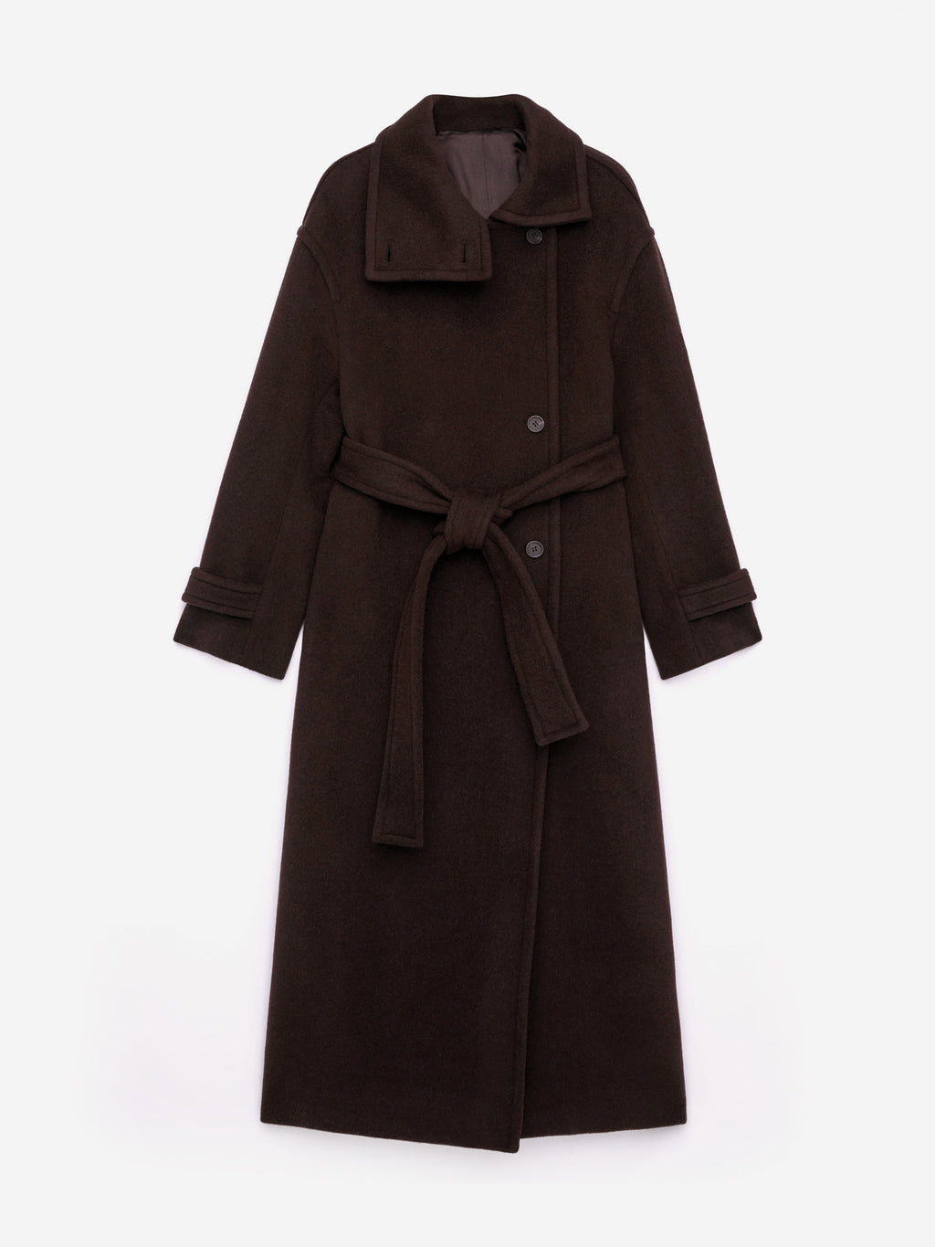 Oversized Wool-Blend Coat - Brown