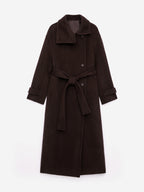 Oversized Wool-Blend Coat - Brown