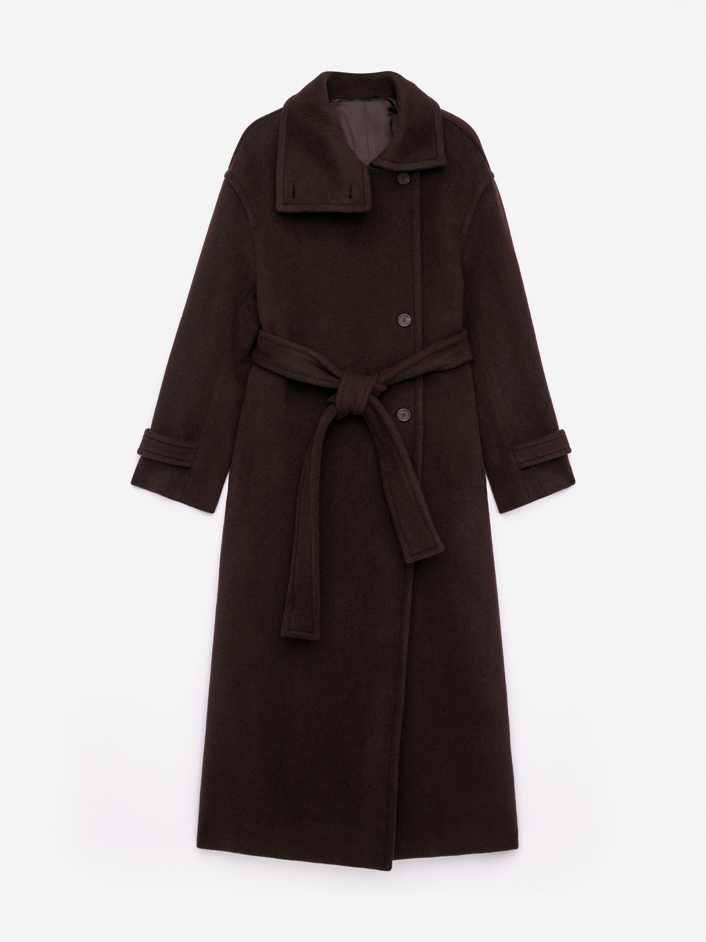 Oversized Wool-Blend Coat - Brown