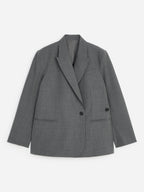 Wool-Blend Blazer - Grey - Image 7