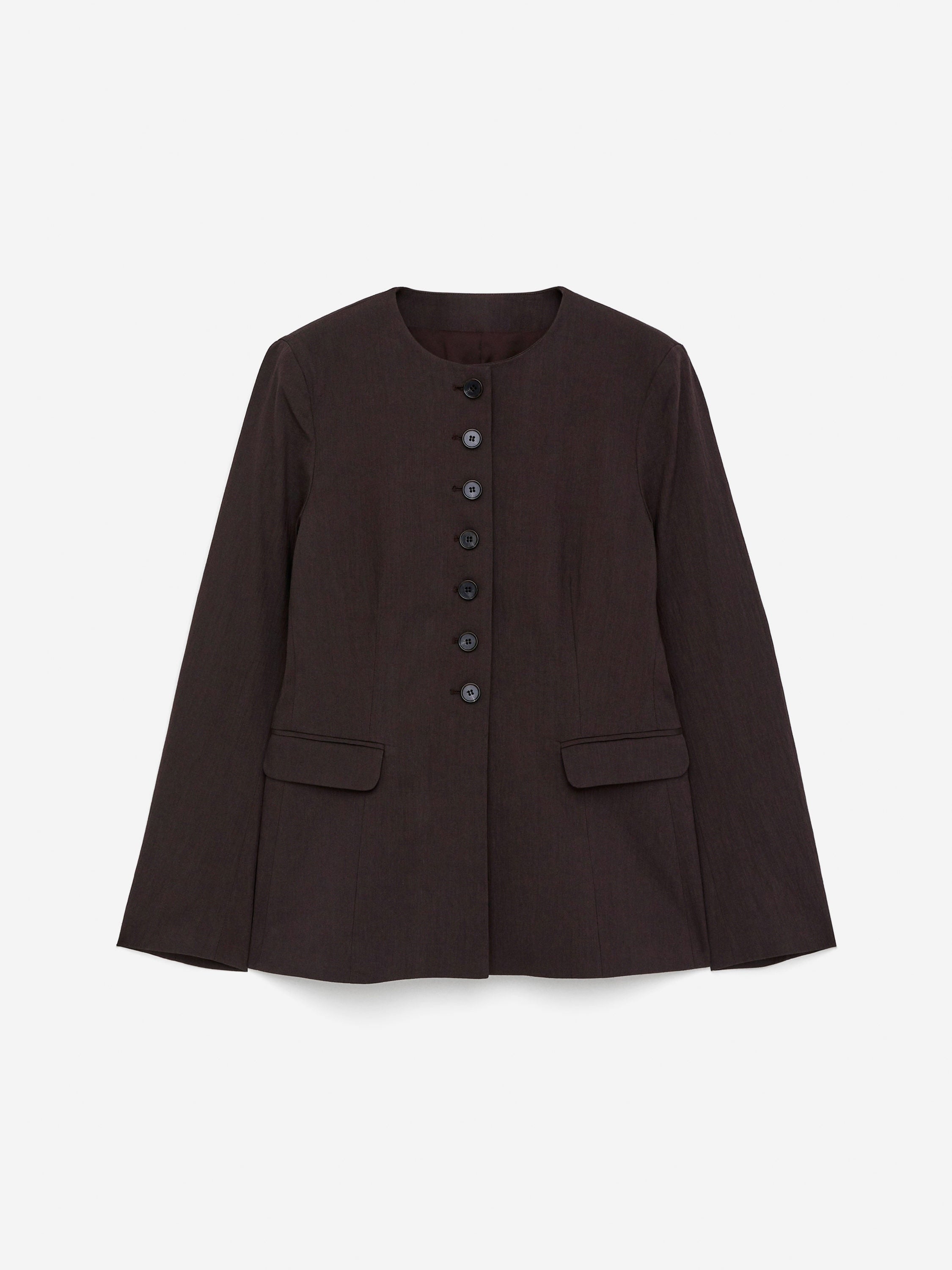 Linen-Blend Blazer - Brown