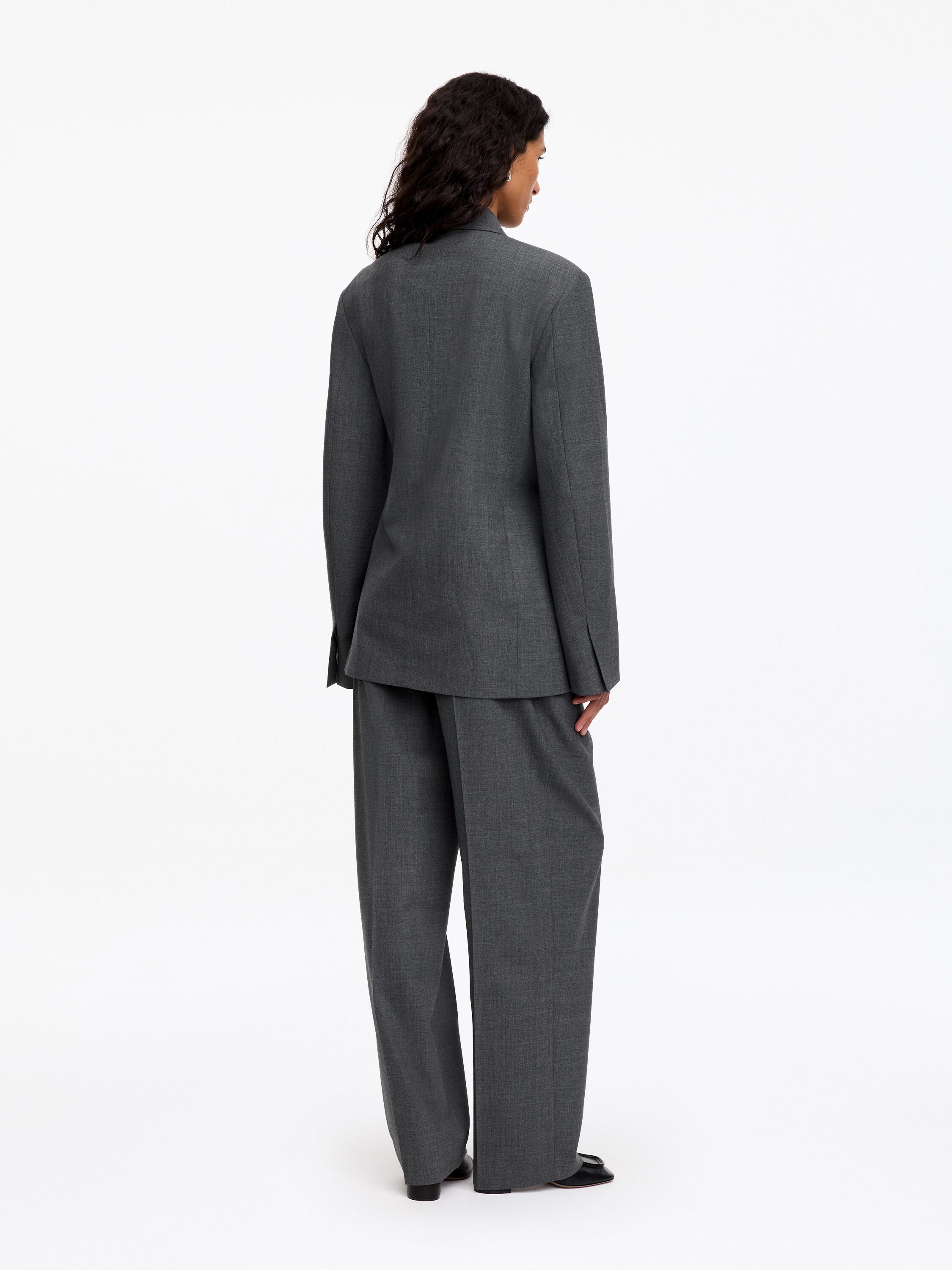 Wool-Blend Blazer - Grey - Image 4