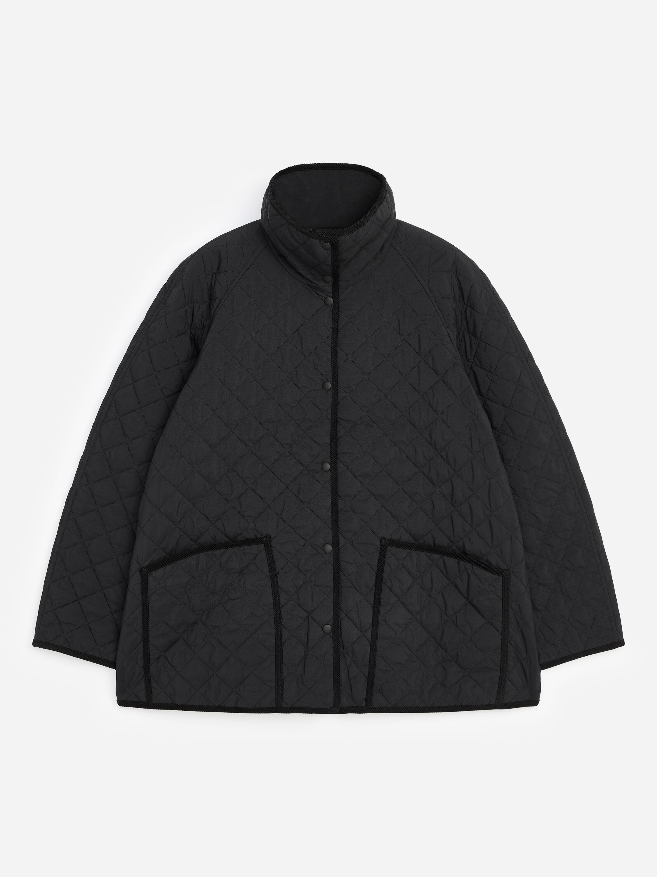 Relaxed Quilted Jacket - Black - Image 5