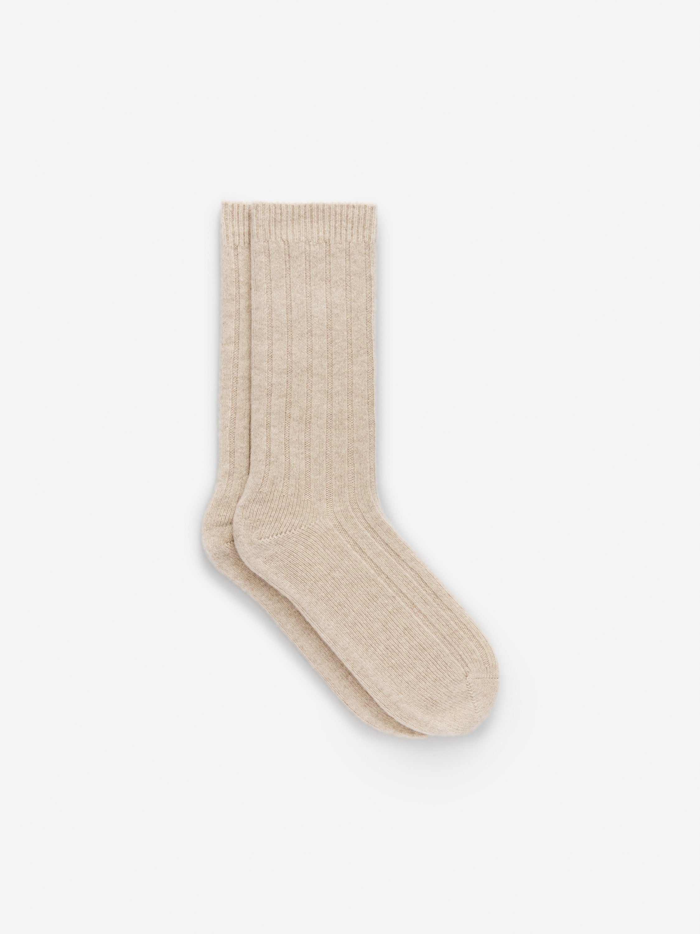 Cashmere-Blend Rib Socks - Beige