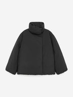 Upcycled Down High-Collar Jacket - Black