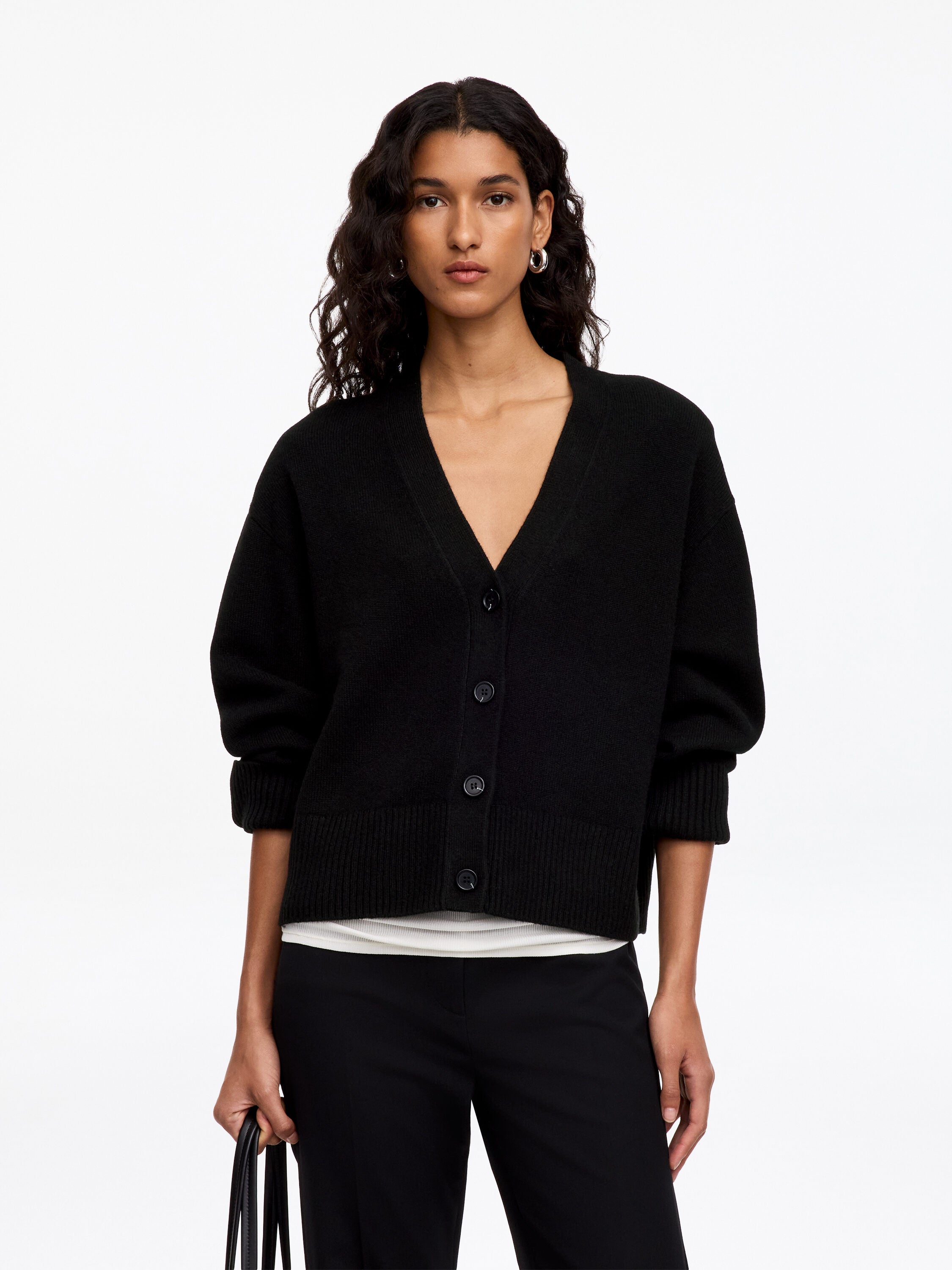 Cashmere V-Neck Cardigan - Black