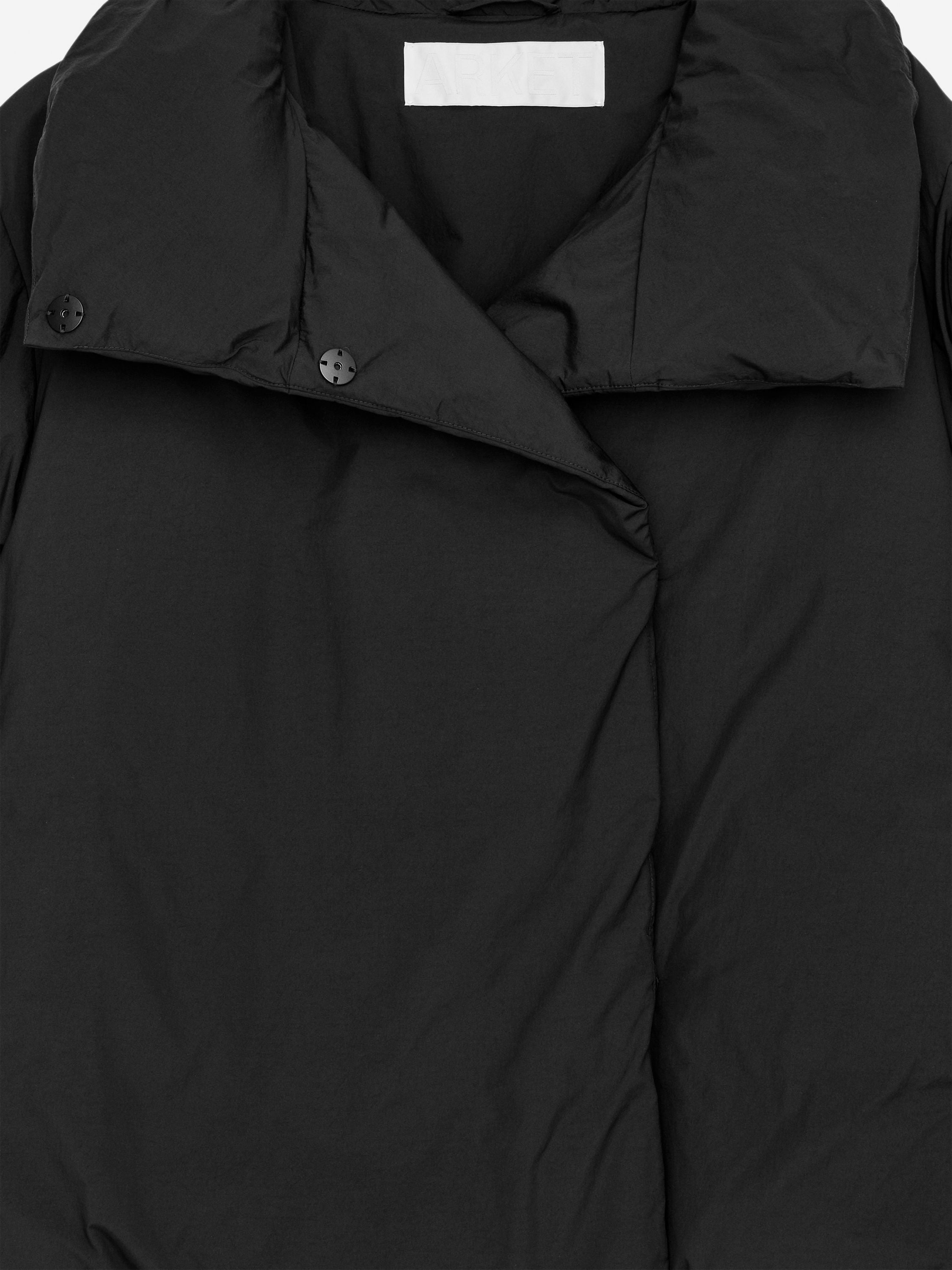 Upcycled Down High-Collar Jacket - Black - Image 3