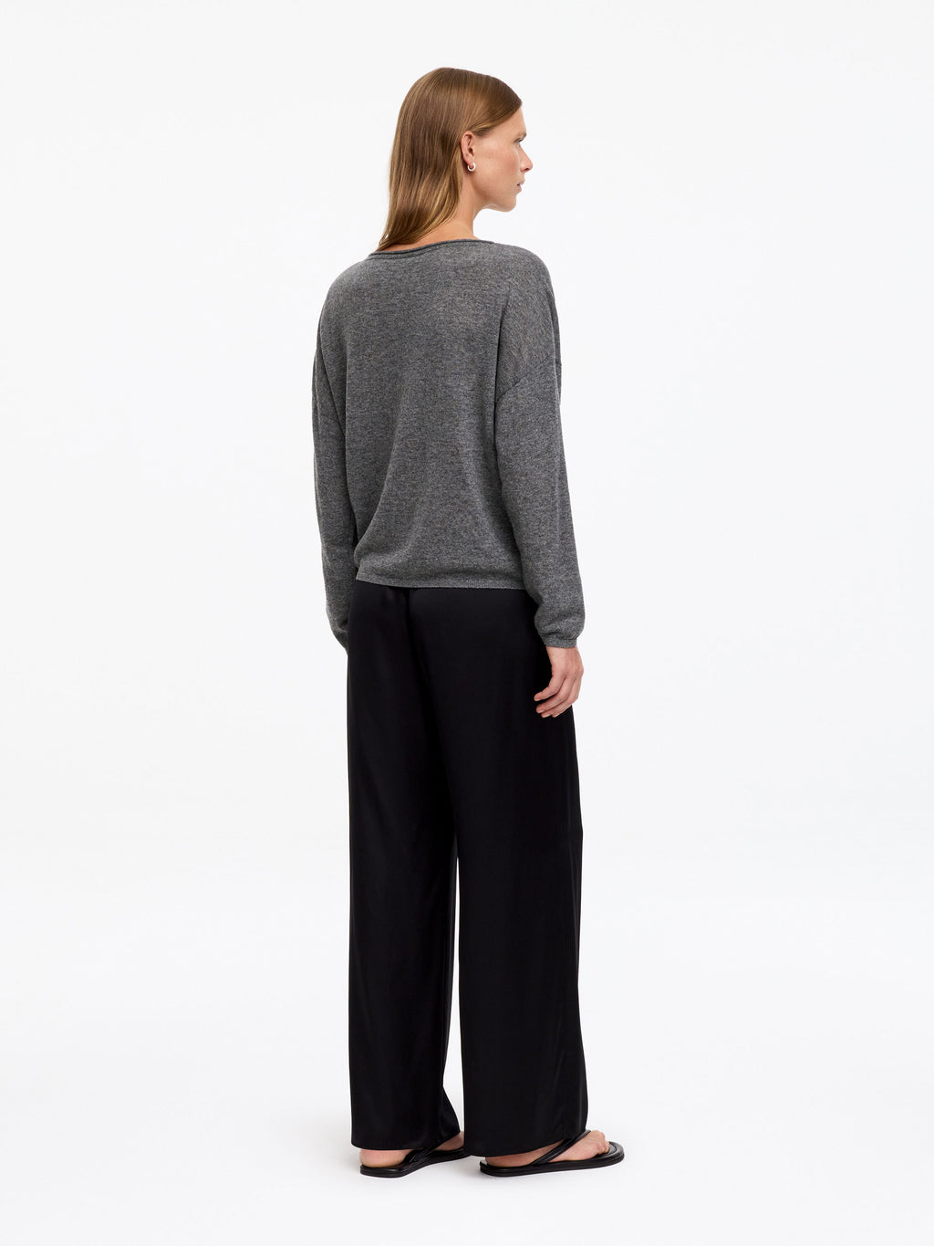 Pure Cashmere Boat-Neck Jumper - Grey - Image 3