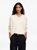 Relaxed Cashmere V-Neck Jumper - White