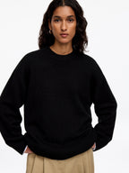 Oversized Pure Cashmere Jumper​ - Black - Image 5