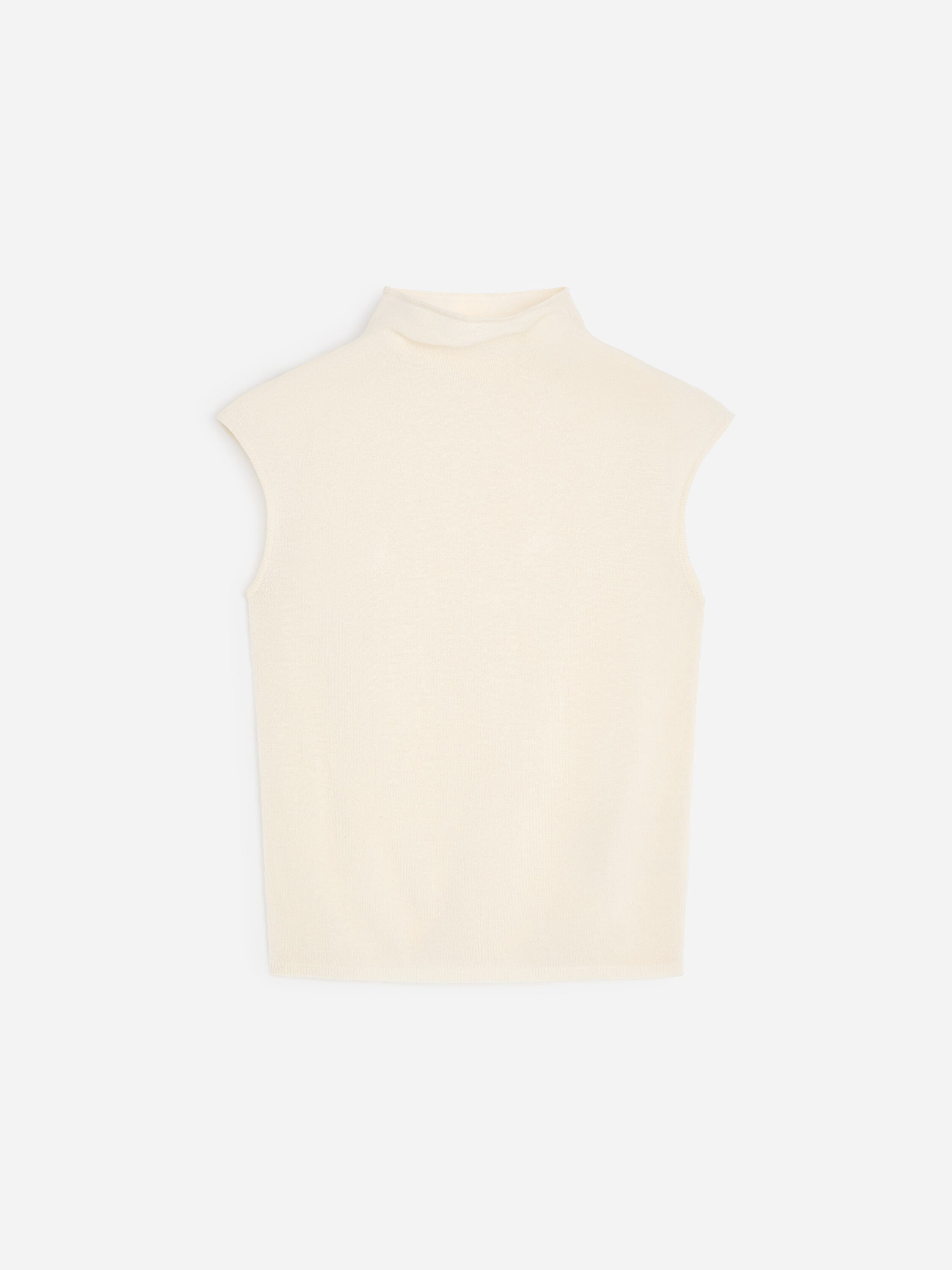 Pure Cashmere Mock-Neck Top - White - Image 5
