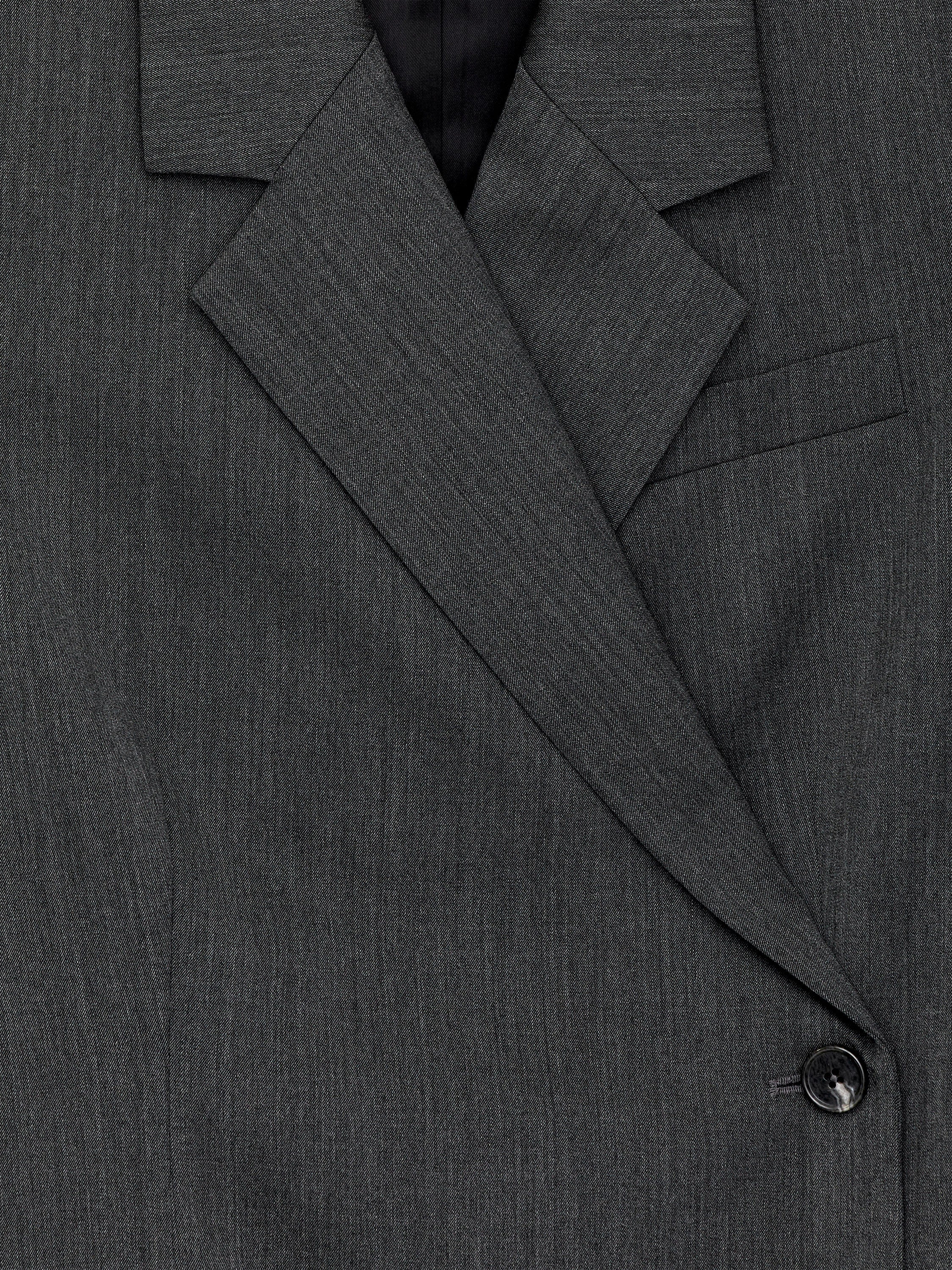 Wool-Blend Wrap Blazer - Grey - Image 2