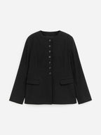Linen-Blend Blazer - Black - Image 5