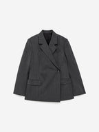Wool-Blend Wrap Blazer - Grey