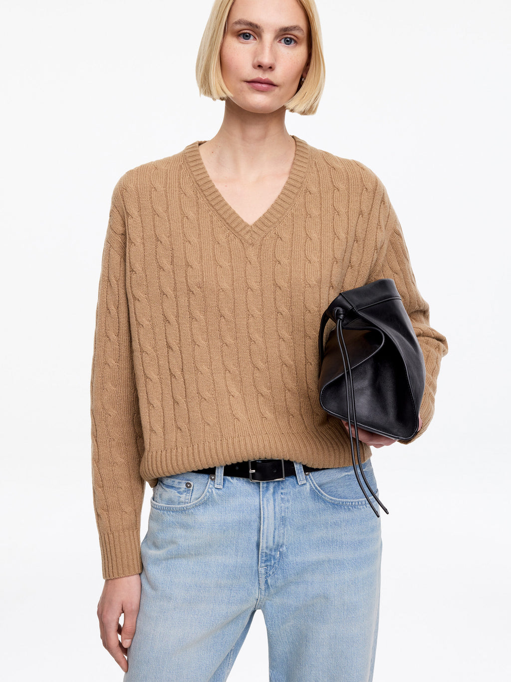 Pure Cashmere V-Neck Jumper - Beige - Image 4