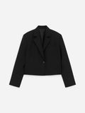 Cropped Wool Blazer - Black