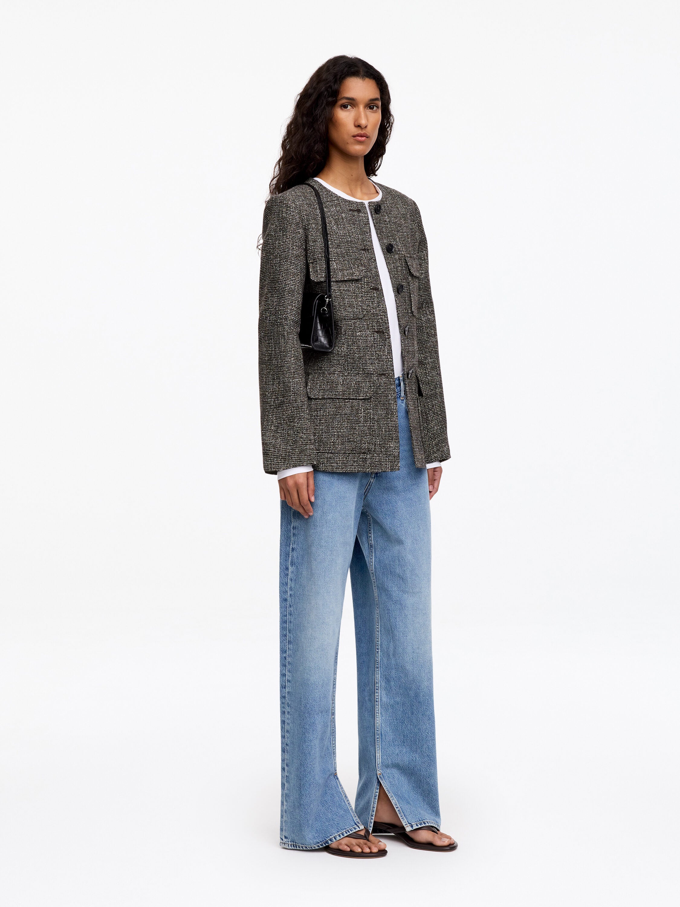 Wool-Cotton Blend Utility Jacket - Brown - Image 3