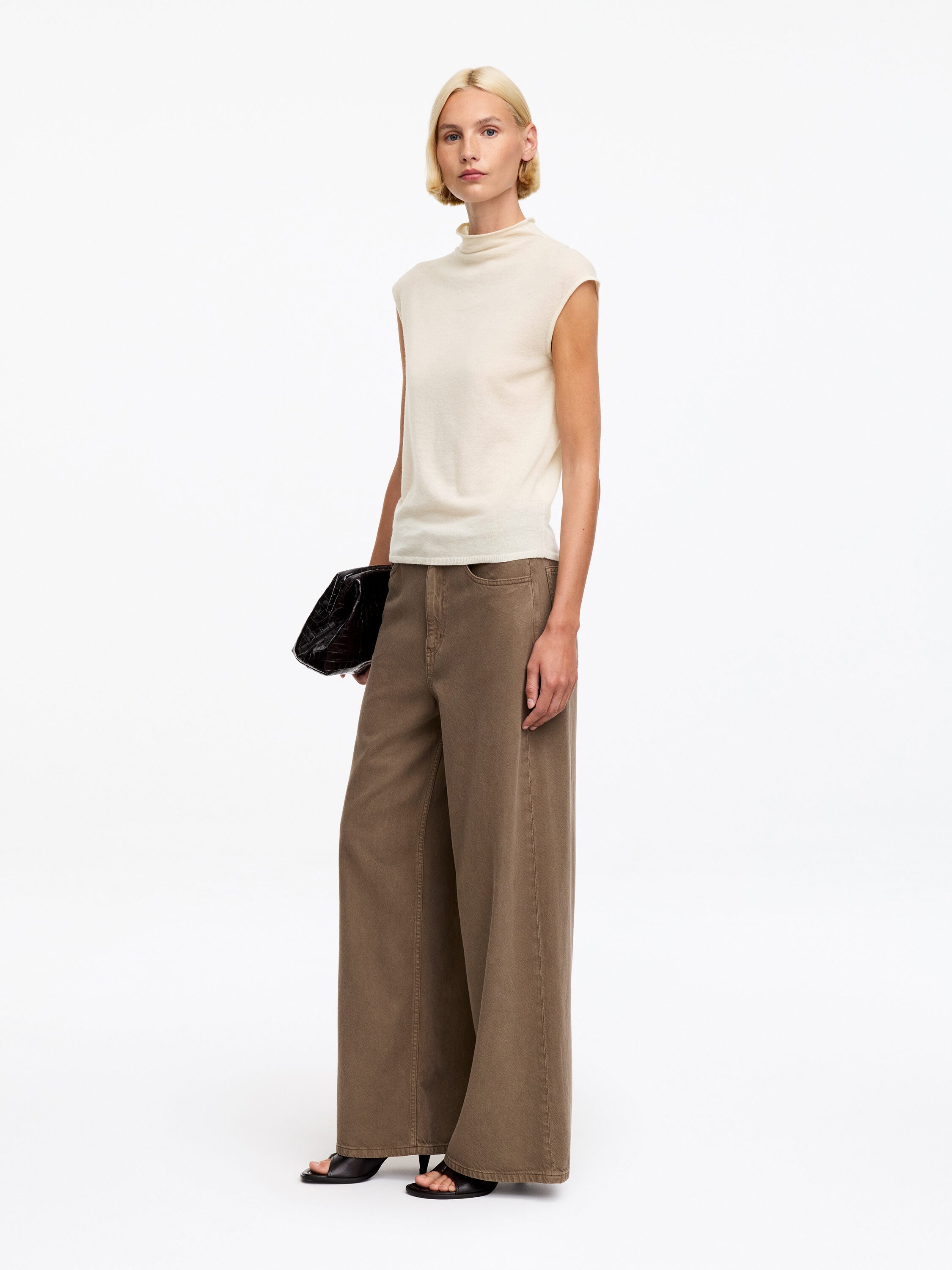 Pure Cashmere Mock-Neck Top - White - Image 2