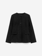 Linen-Blend Blazer - Black