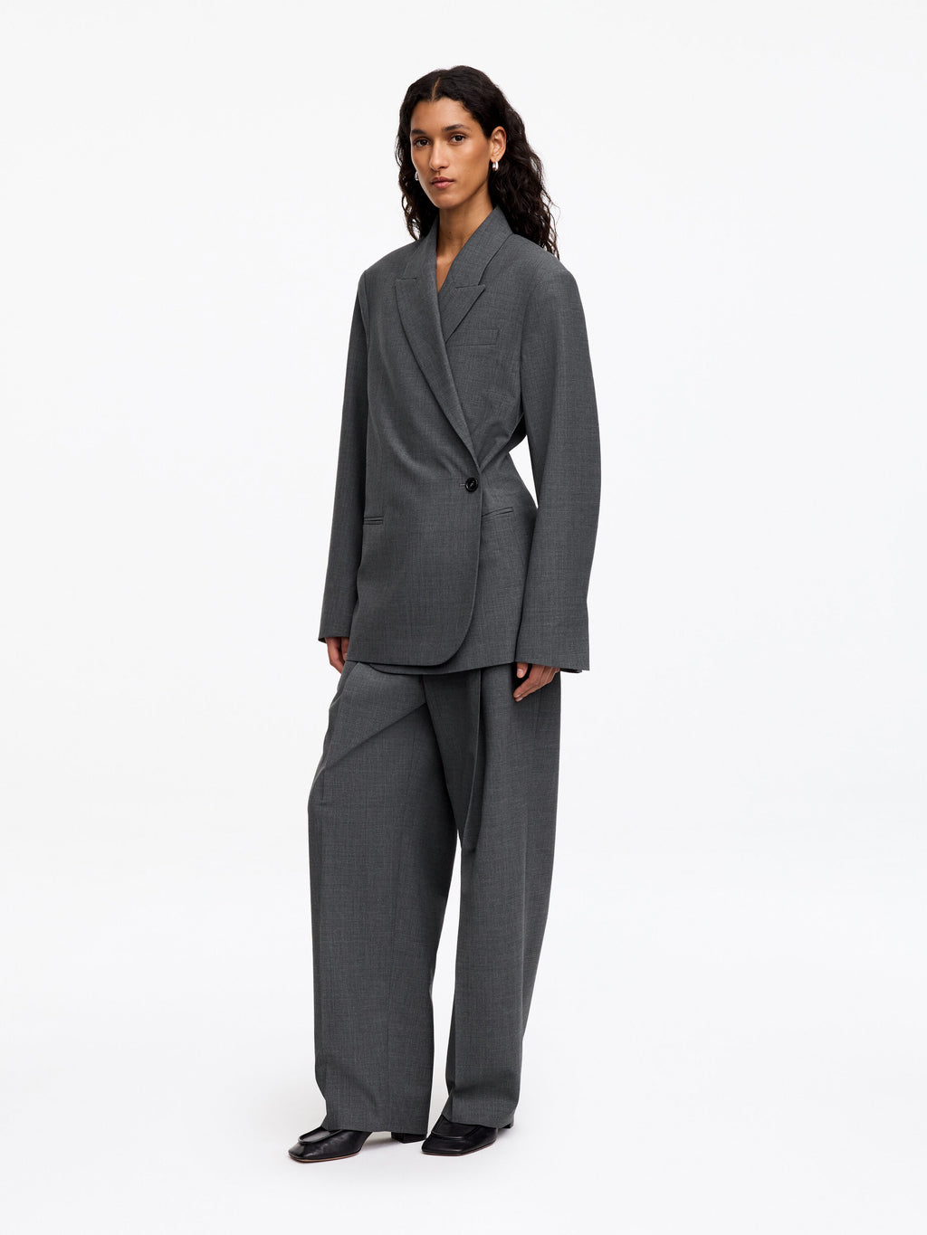 Wool-Blend Blazer - Grey - Image 3