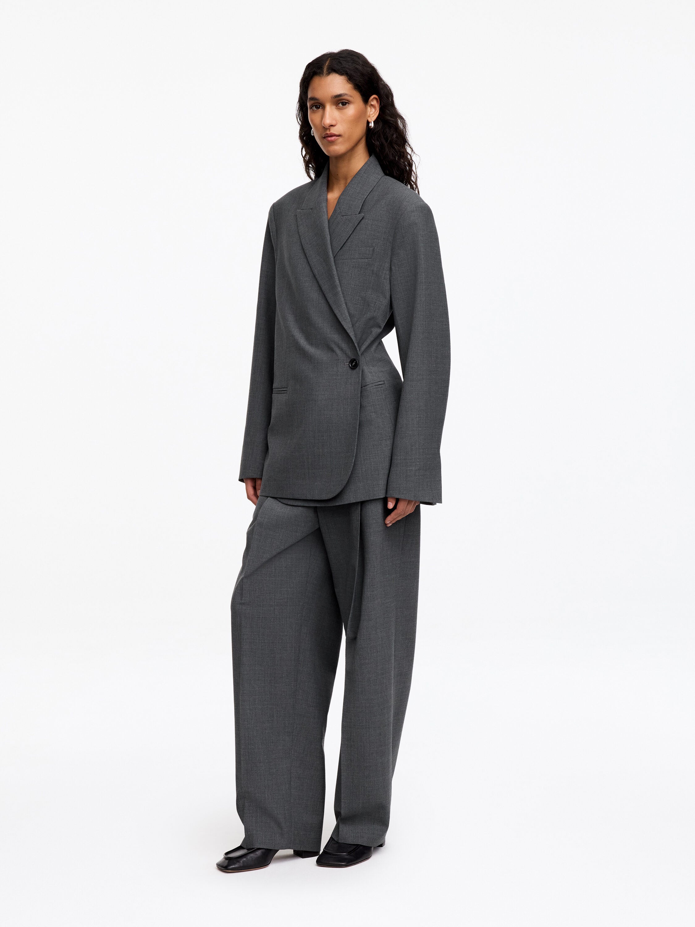 Wool-Blend Blazer - Grey - Image 3