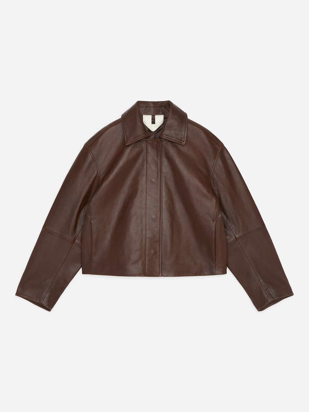 Short Leather Jacket - Brown - Image 5