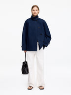 Funnel-Collar Cotton Jacket - Blue