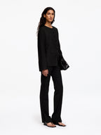Linen-Blend Collarless Blazer - Black - Image 2