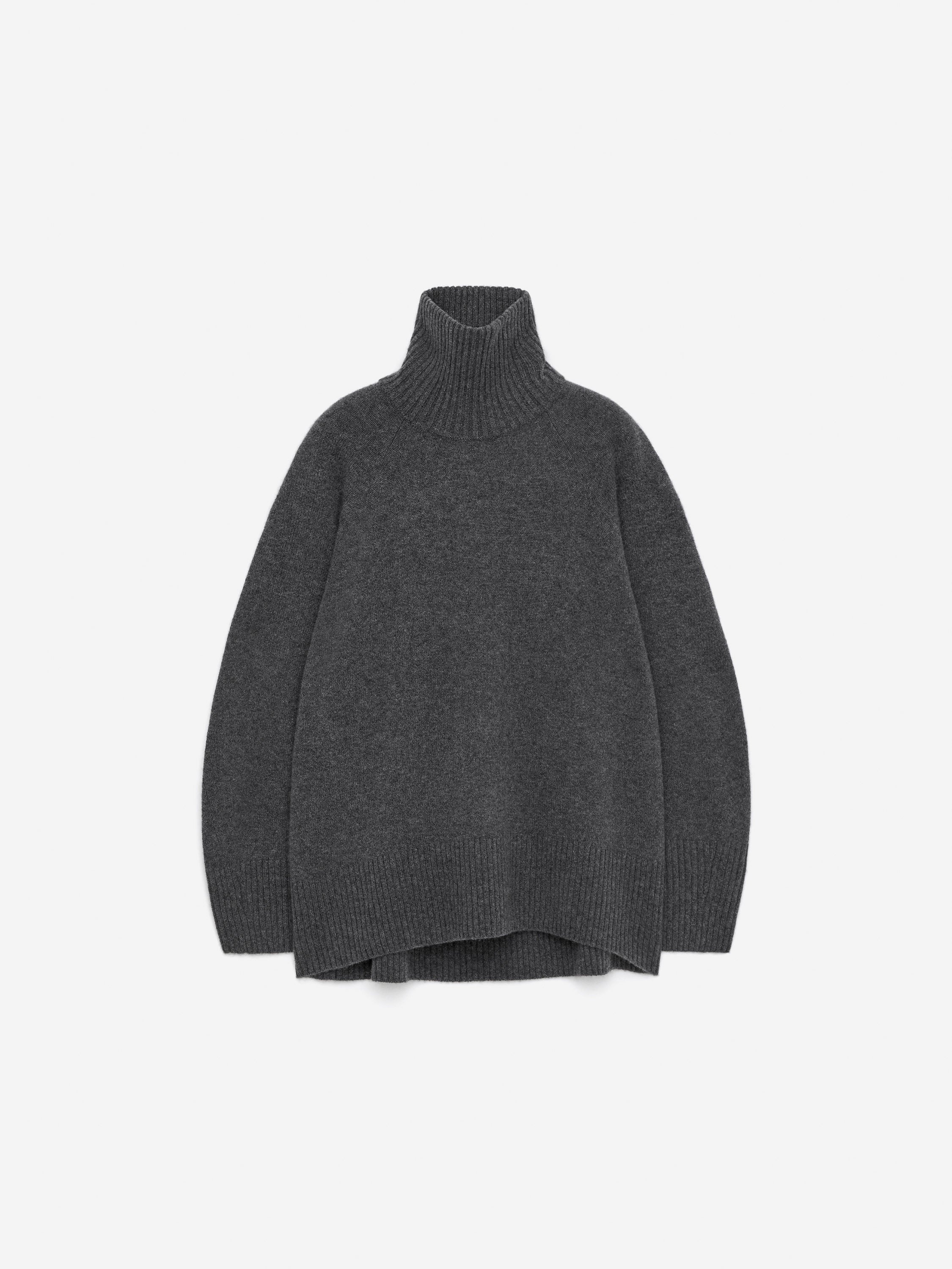 Pure Cashmere Roll-Neck Jumper - Grey