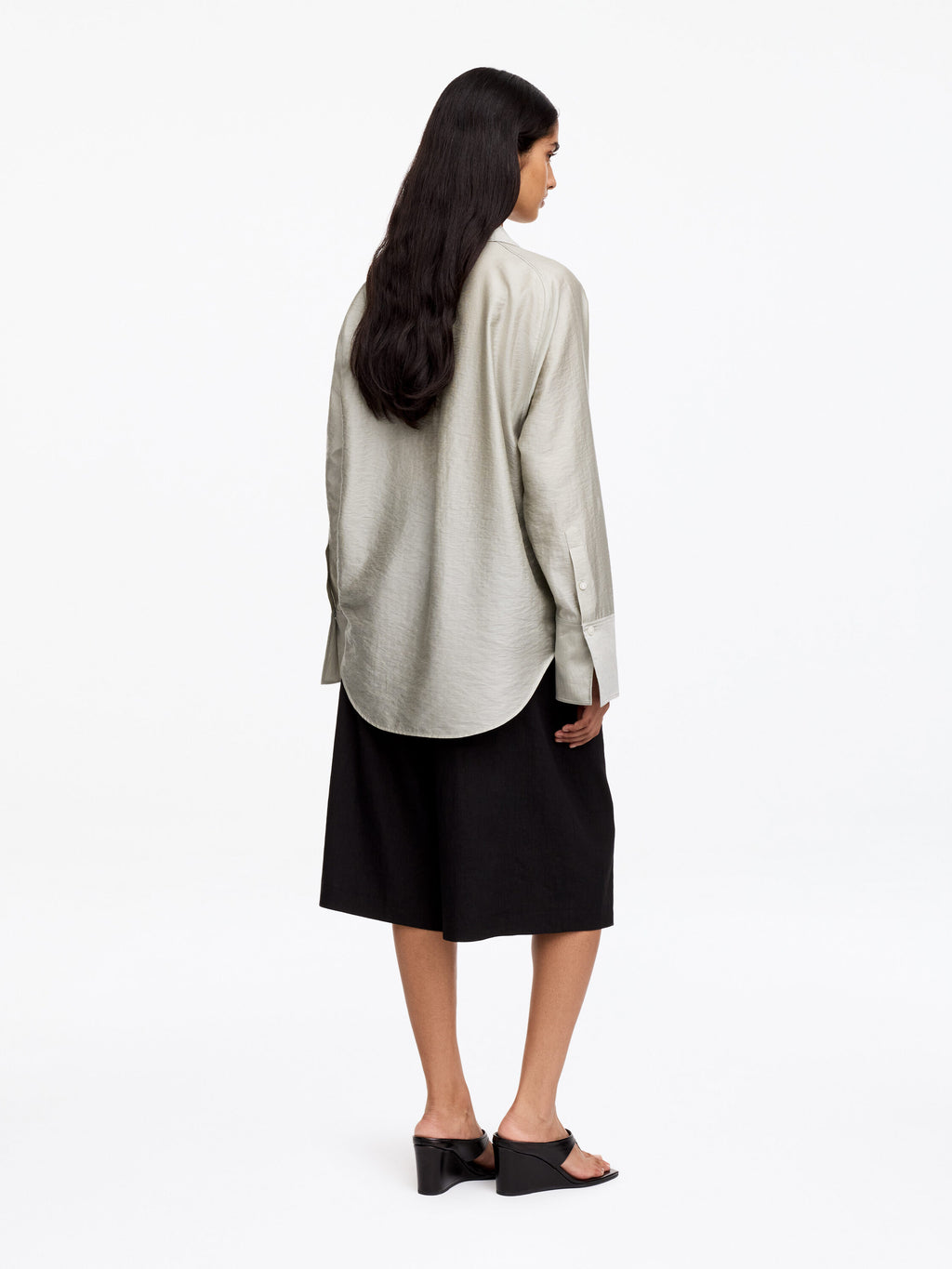 Tailored Shirt Blazer - Beige - Image 3