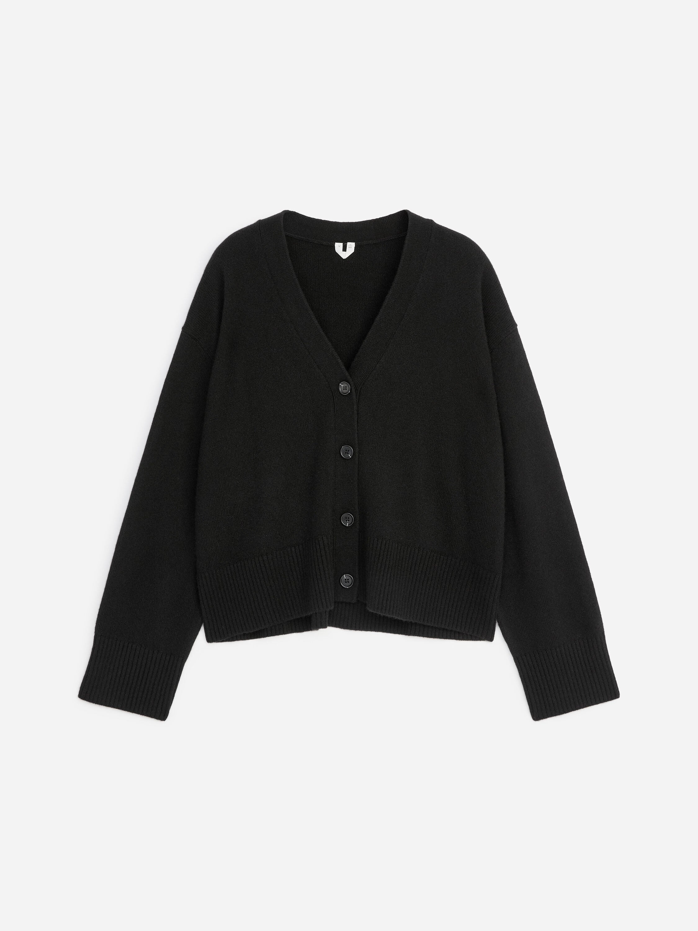Cashmere V-Neck Cardigan - Black - Image 5