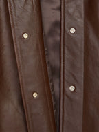 Short Leather Jacket - Brown - Image 7
