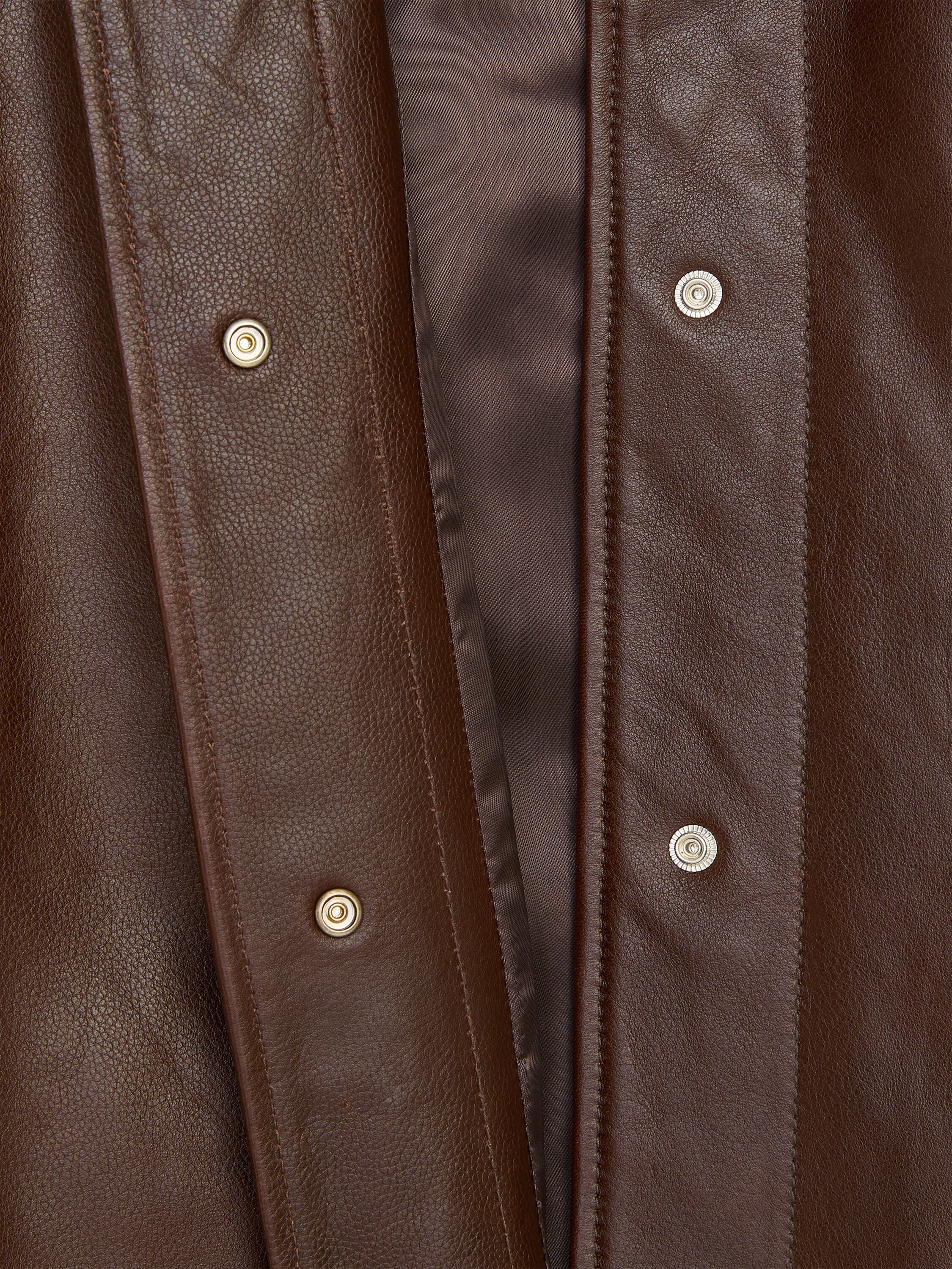 Short Leather Jacket - Brown - Image 7