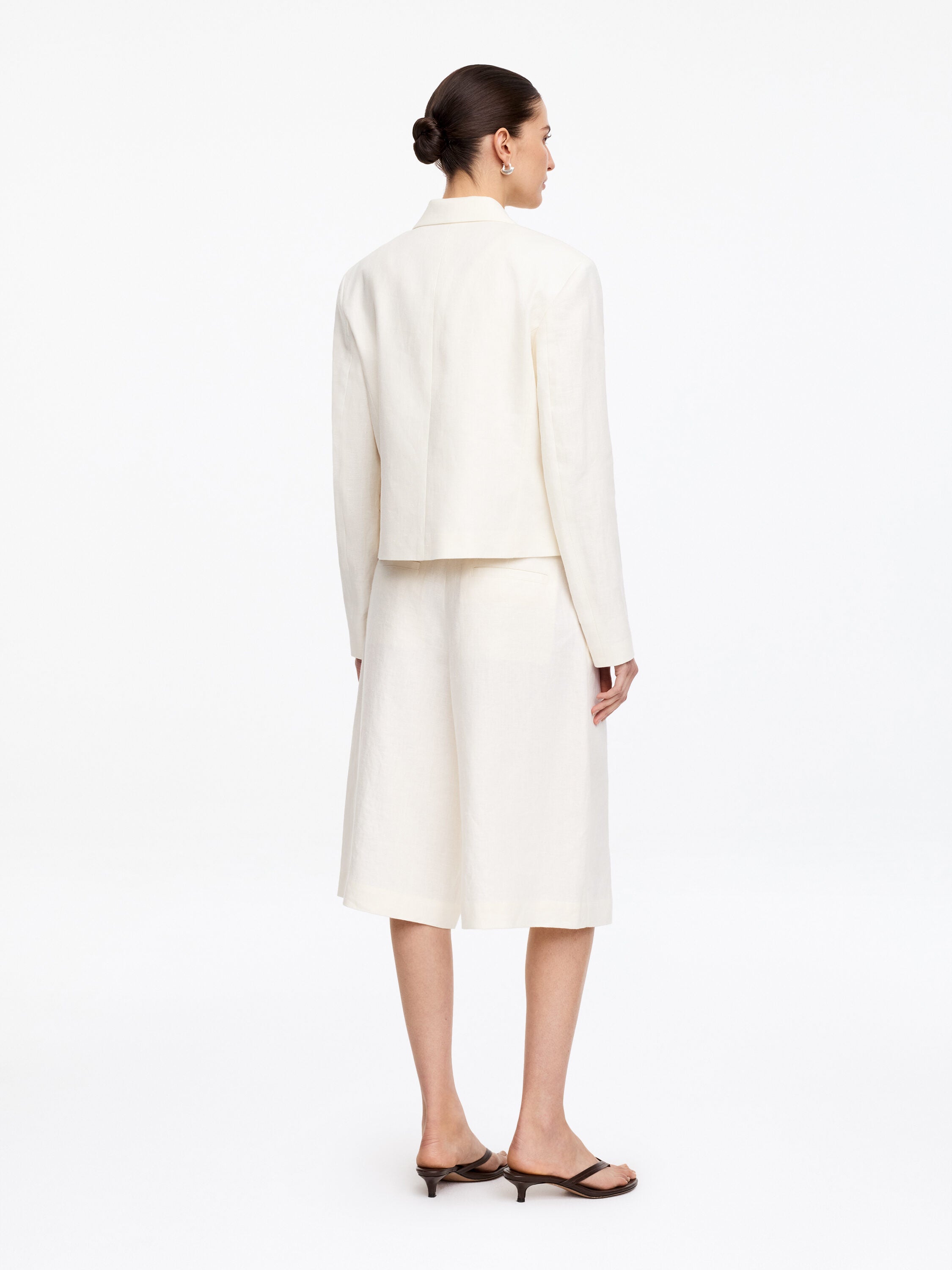 Linen Blazer - White - Image 2