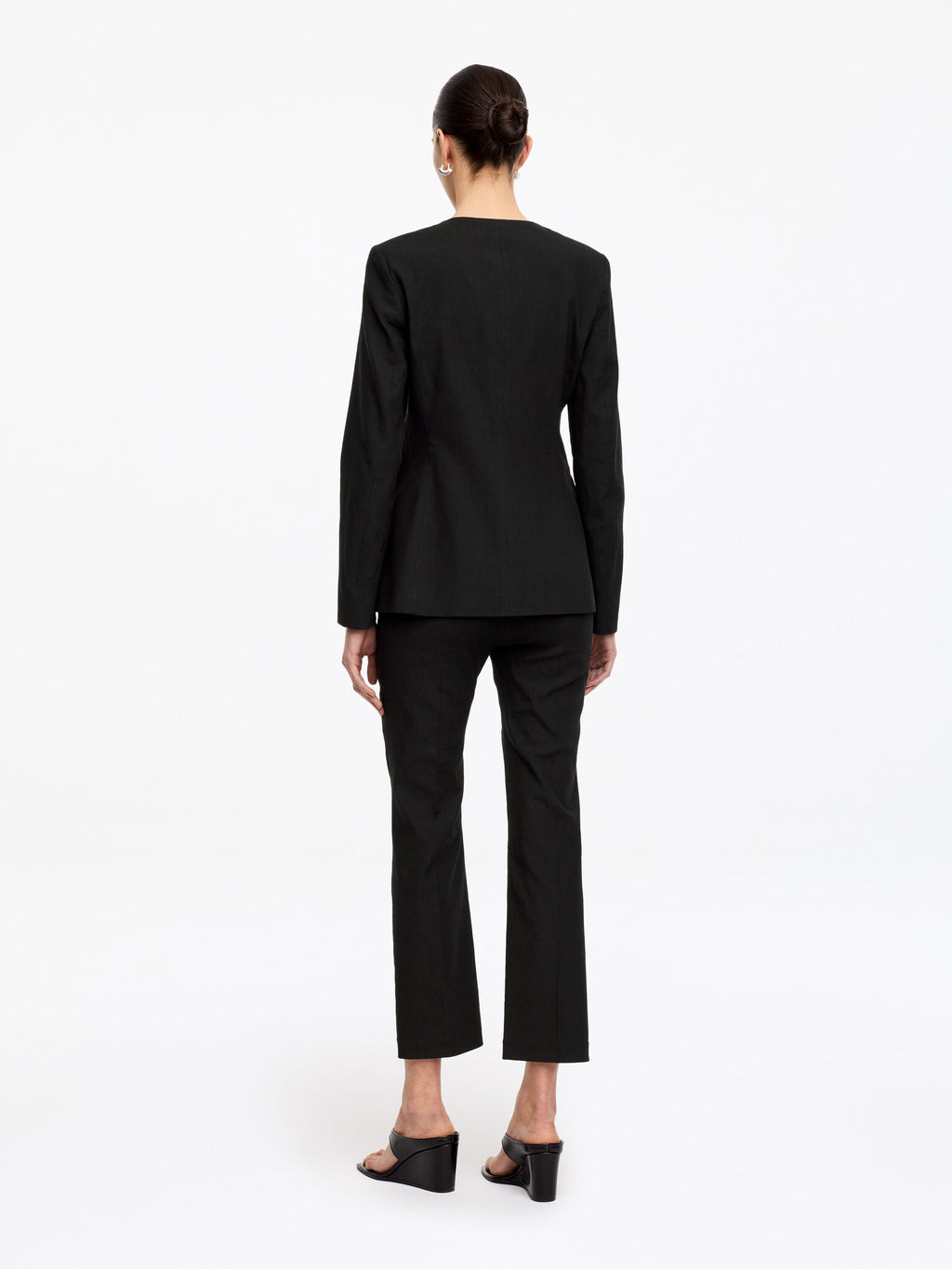 Linen-Blend Blazer - Black - Image 2