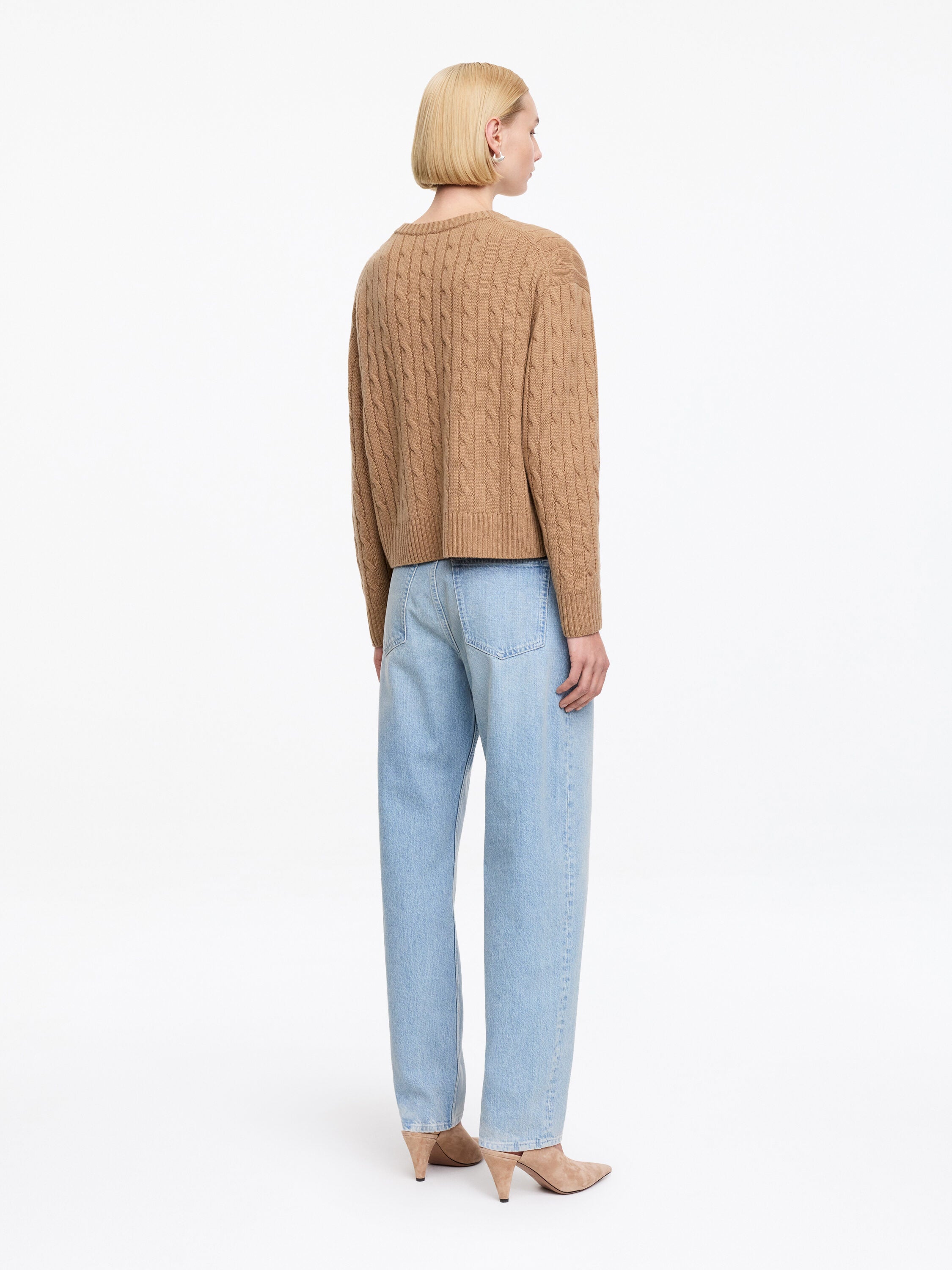 Pure Cashmere V-Neck Jumper - Beige - Image 3