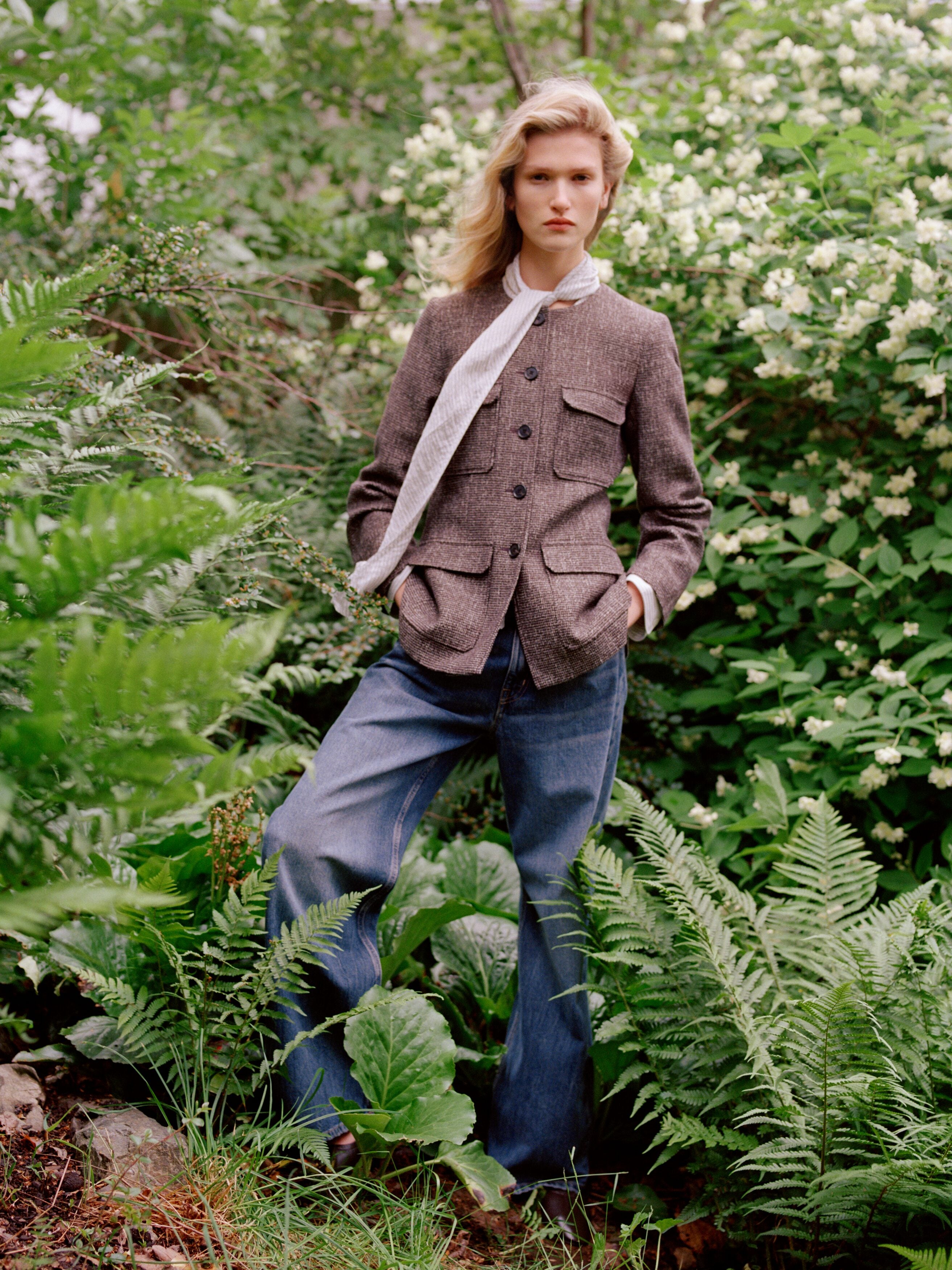 Wool-Cotton Blend Utility Jacket - Brown
