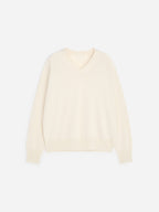 Relaxed Cashmere V-Neck Jumper - White - Image 5