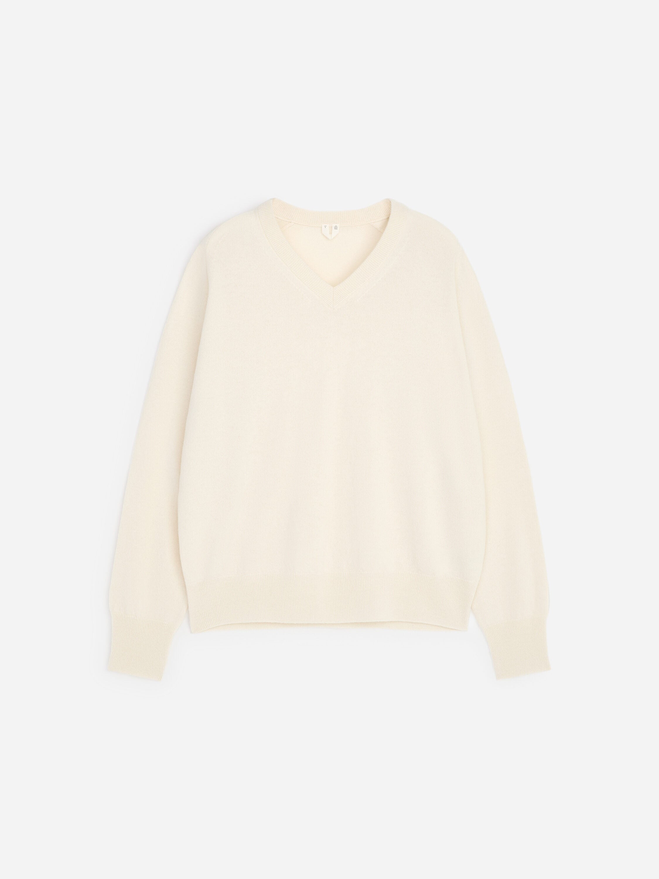 Relaxed Cashmere V-Neck Jumper - White - Image 5