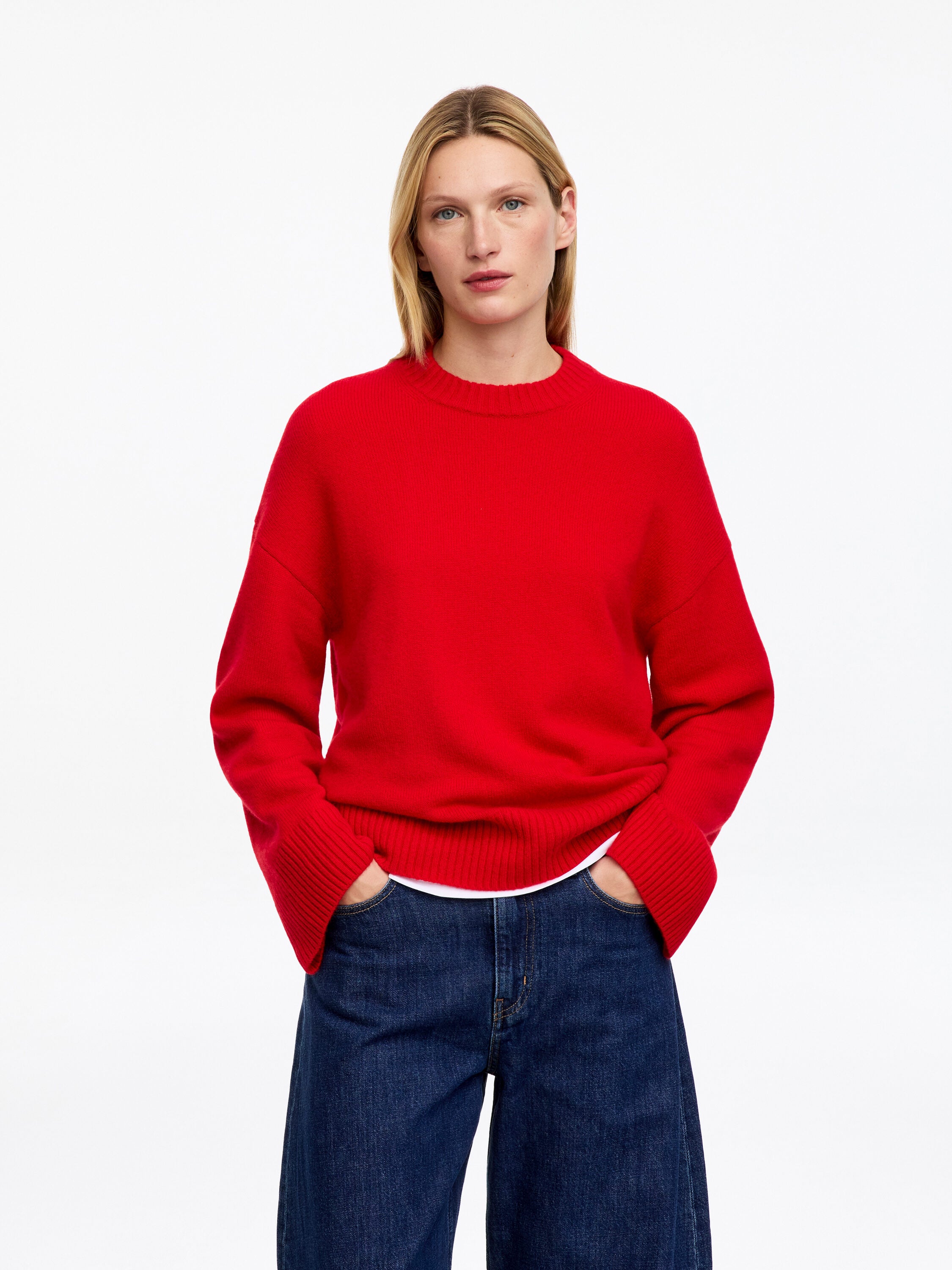 Oversized Pure Cashmere Jumper​ - Red