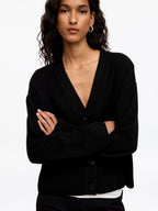 Cashmere V-Neck Cardigan - Black - Image 4