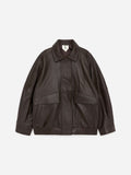 Relaxed Leather Jacket - Brown