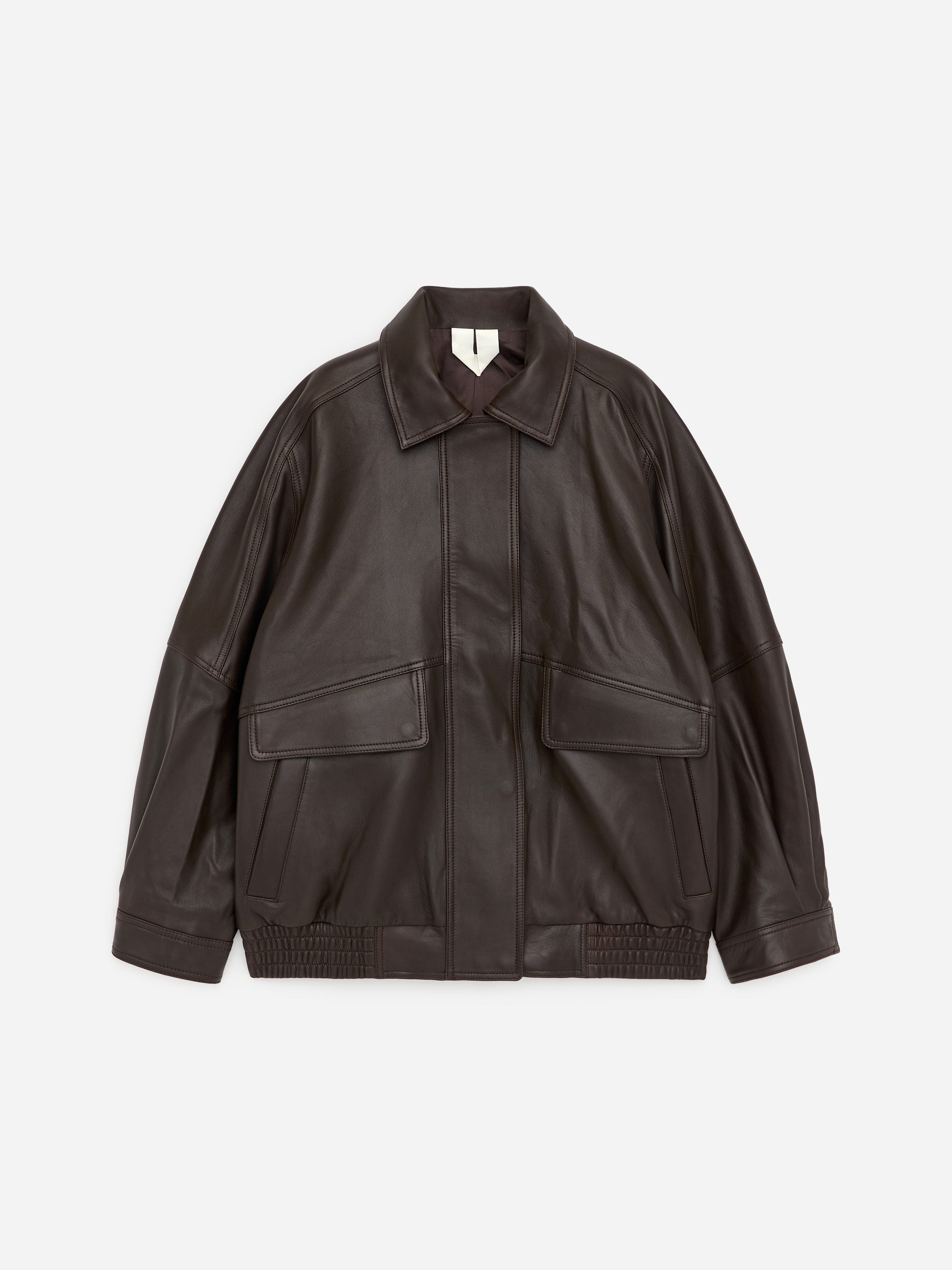 Relaxed Leather Jacket - Brown