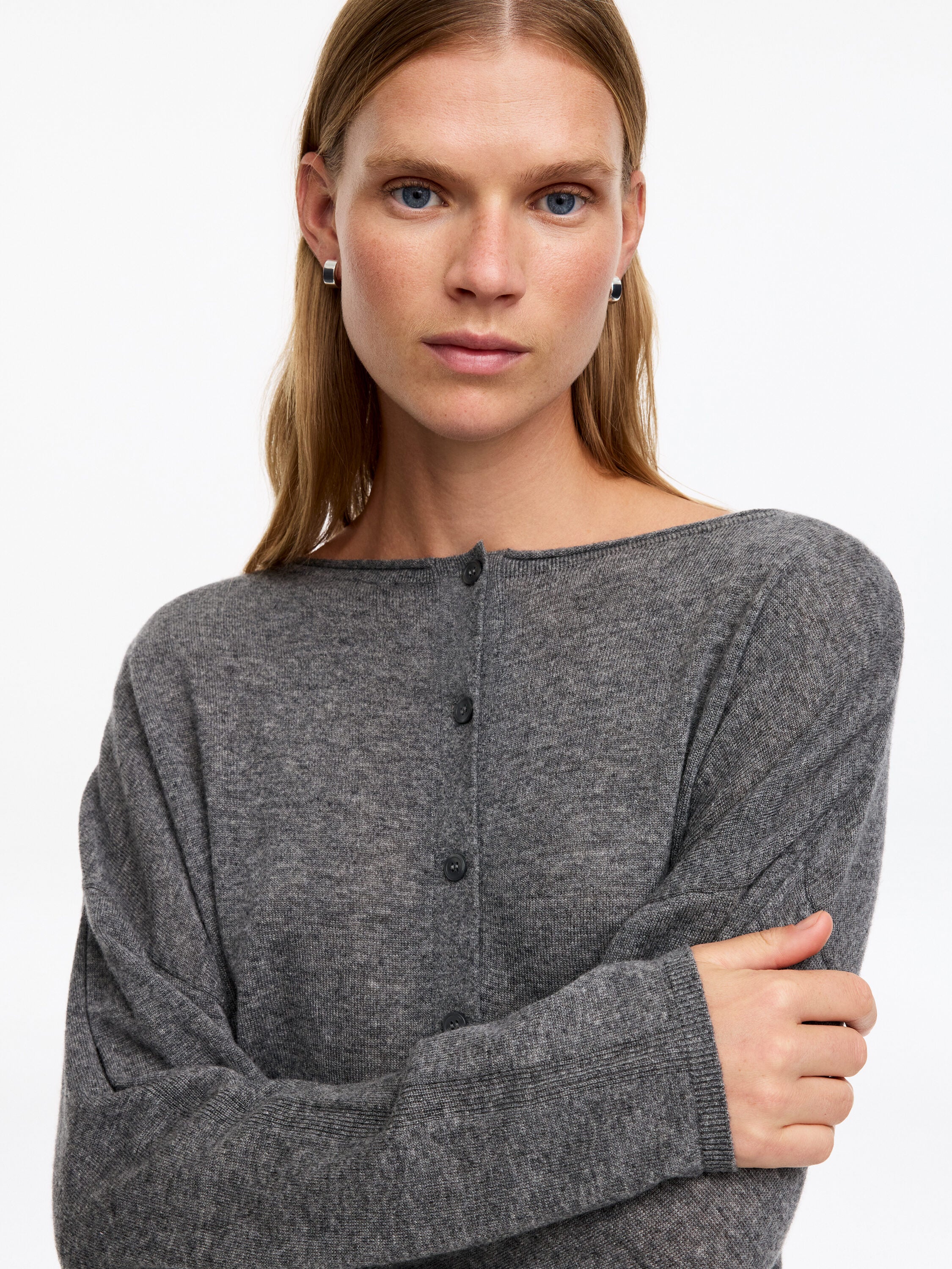 Pure Cashmere Boat-Neck Jumper - Grey - Image 4