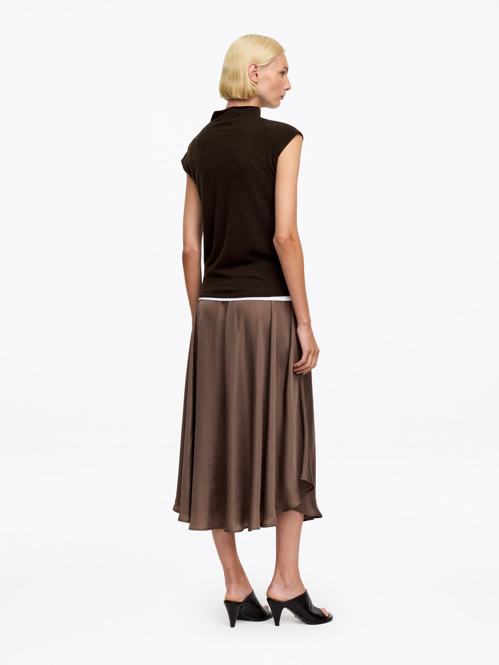 Pure Cashmere Mock-Neck Top - Brown - Image 3