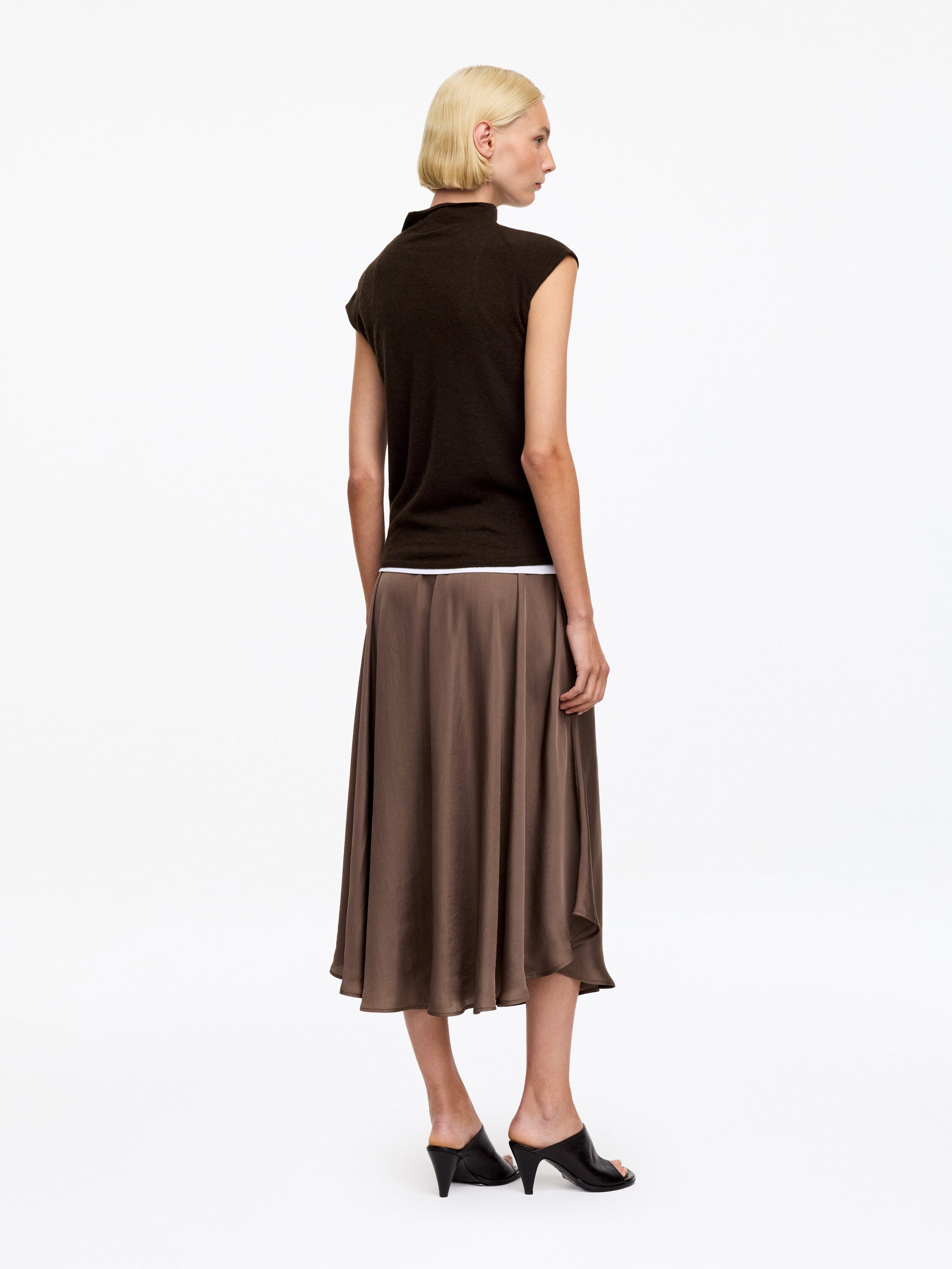 Pure Cashmere Mock-Neck Top - Brown - Image 3