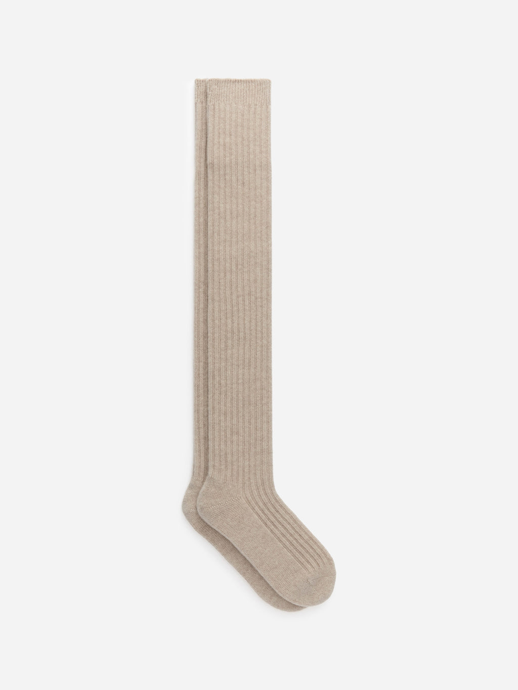 Cashmere-Blend Knee Socks - Beige