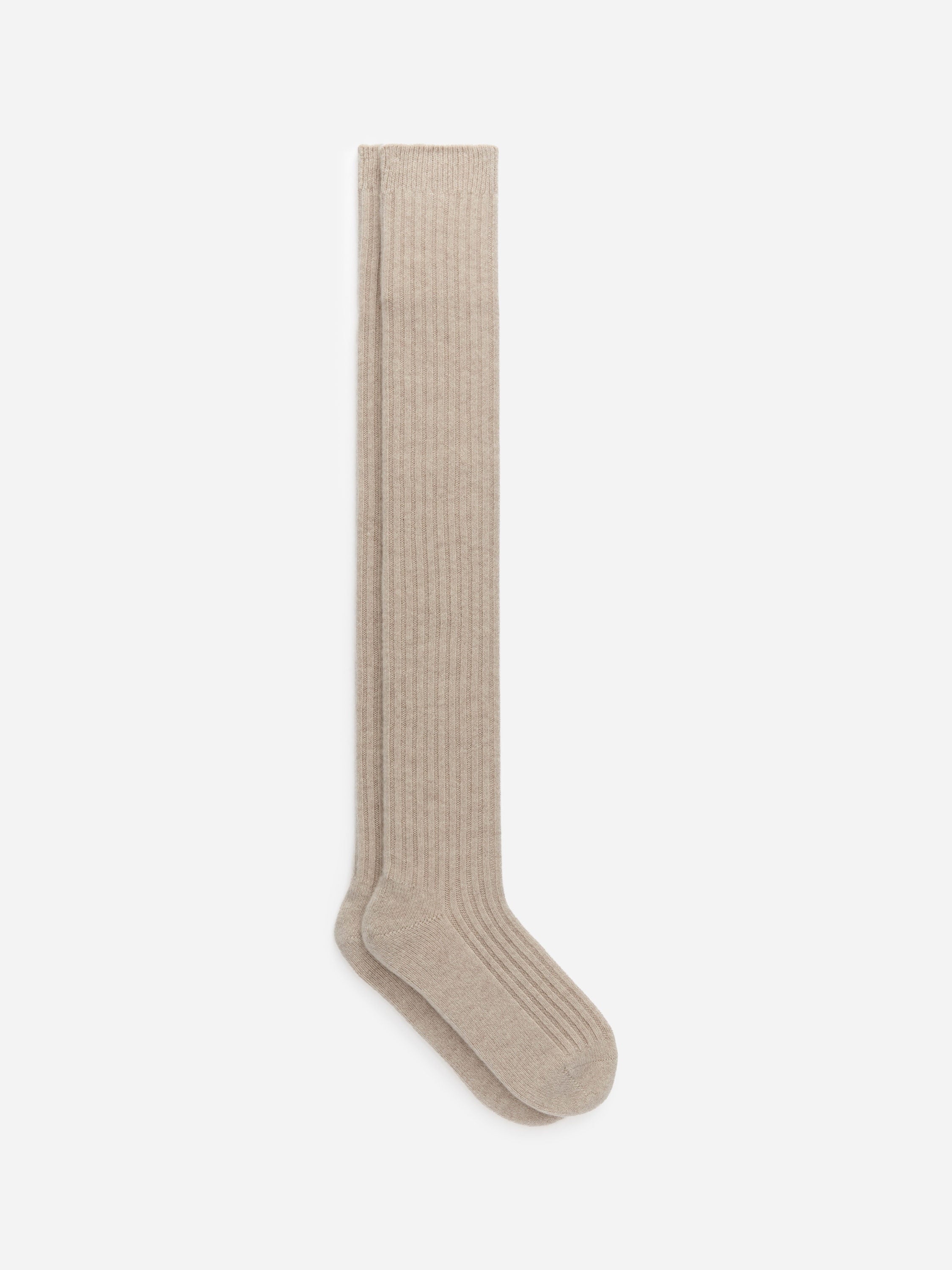Cashmere-Blend Knee Socks - Beige
